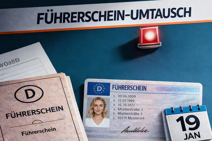 Eine professionelle Beraterin von Fahrberater erkl&auml;rt einem Kunden die Dokumente f&uuml;r das deutschen F&uuml;hrerschein umschreiben.